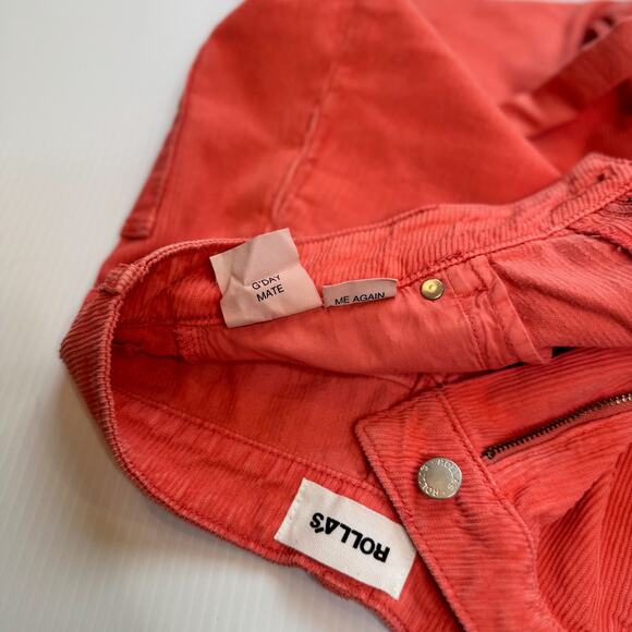 Rolla’s Dusters Corduroy High Rise Slim Shorts Orange Red Women’s 30 90s Retro - Picture 11 of 16